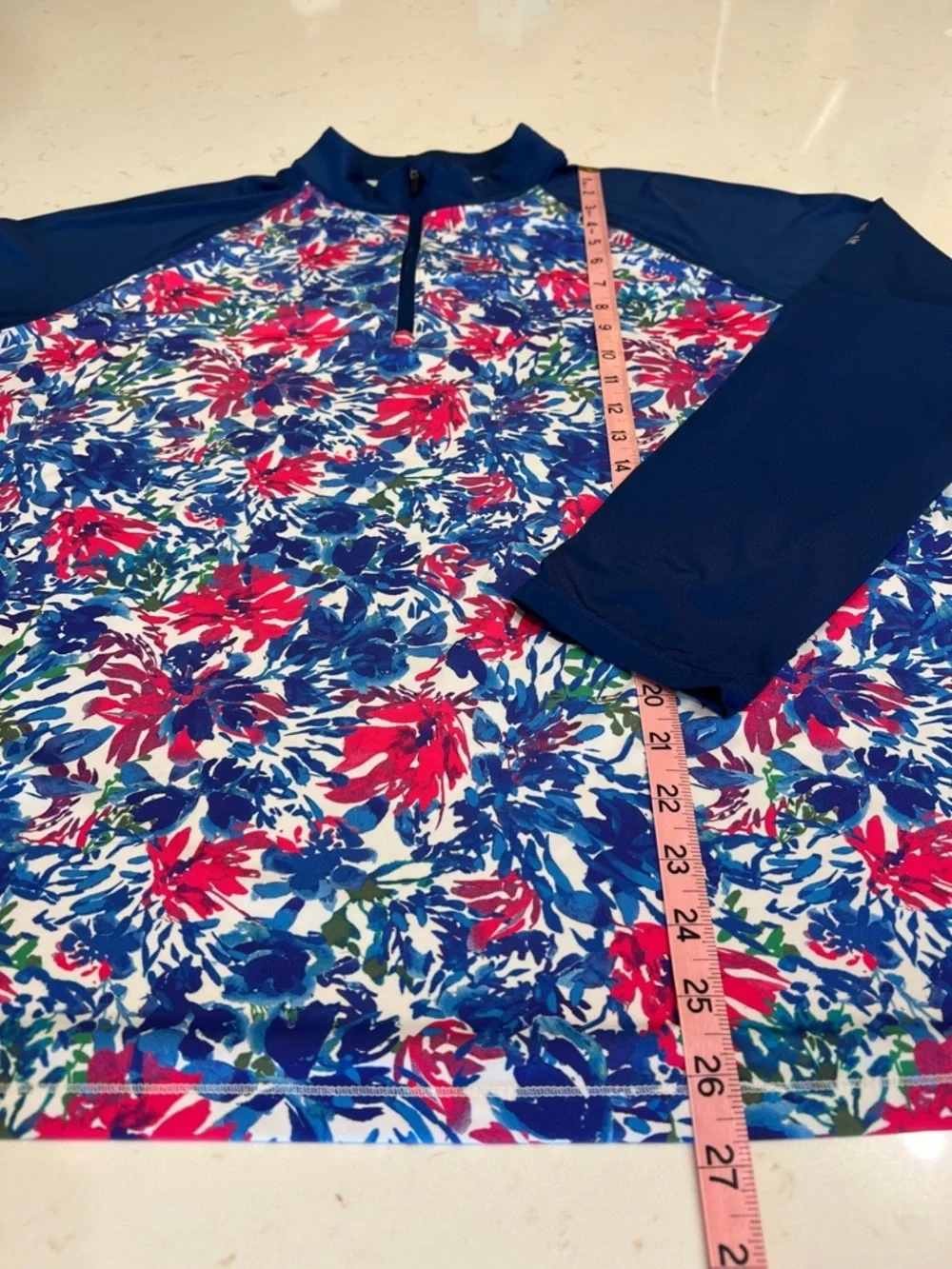 Reel Legends Reel-Tec Long Sleeve Floral Quarter Zip Performance Top XL - Picture 7 of 7
